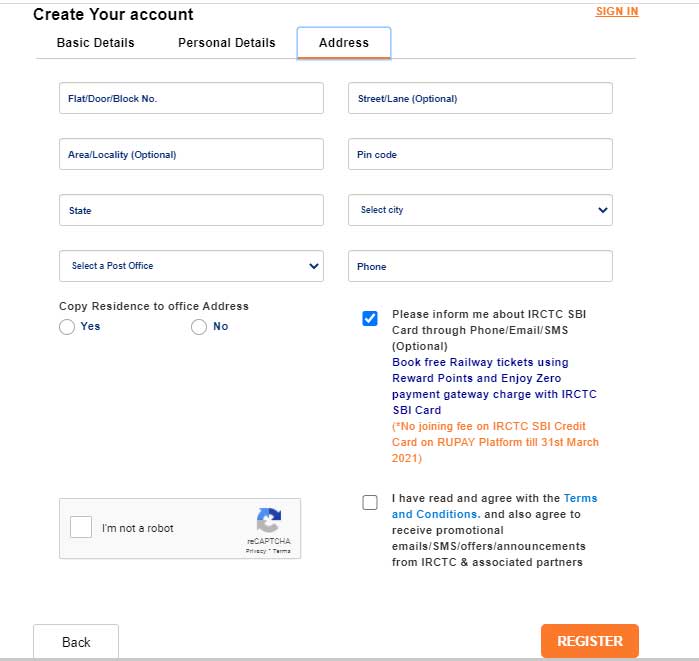 Finally Create Your account on irctc