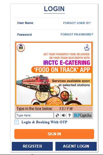 Login to IRCTC Next Generation eTicketing System