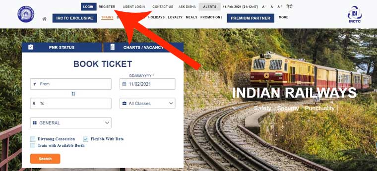 irctc user new registration