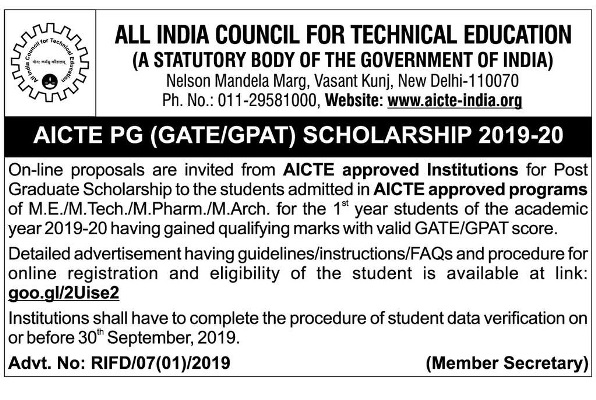 AICTE PG Scholarship 